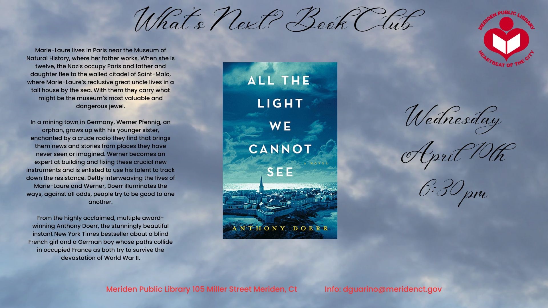 All The Light We Can Not See novel cover over washed out cloudy blue background