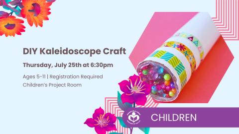 Beady kaleidoscope craft featured to right of verbiage